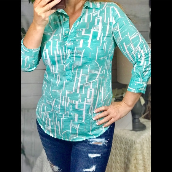 Van Heusen oversized top blue pullover top - Picture 4 of 7